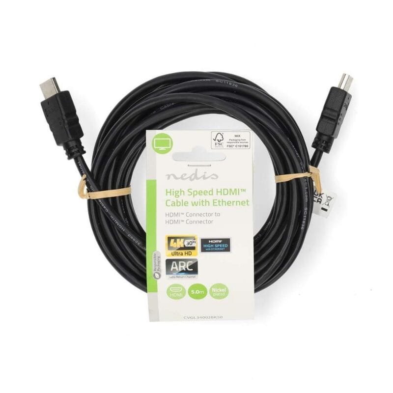 Nedis HDMI 2.0 Cable HDMI male - HDMI male 5m Μαύρο (CVGL34002BK50) (NEDCVGL34002BK50